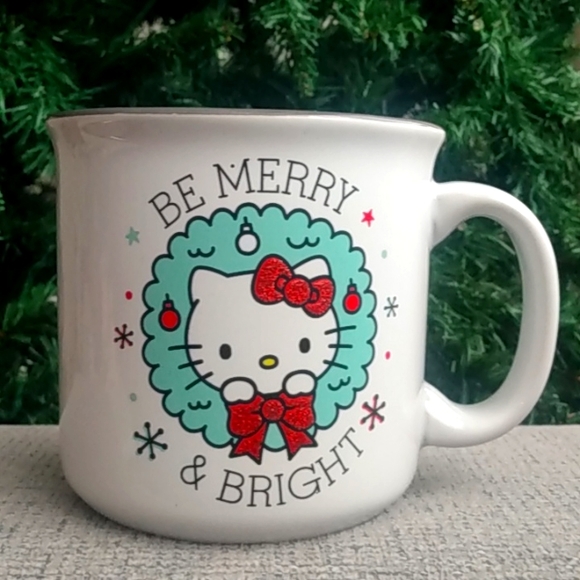 Hello Kitty Be Merry & Bright 20oz Ceramic Double-sided Mug Cats Pets - Picture 2 of 4